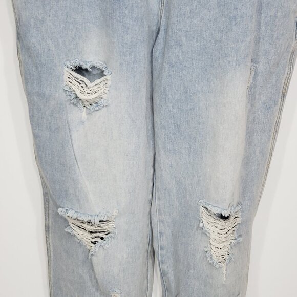 Pink Lily Lightwash Distressed Denim Overalls Plus Size 2XL - Picture 4 of 6